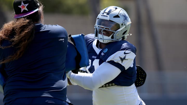 Dallas Cowboys linebacker Micah Parsons runs a drill during training camp at the River Ridge Playing Fields in Oxnard, California.  
