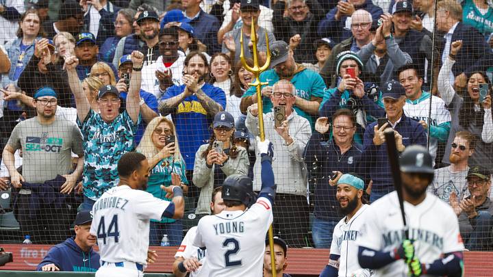 Jun 29, 2026; Seattle, Washington, USA; Seattle Mariners second baseman Cole Young (2) celebrates outside of the dugout after hitting a solo-home run against the Los Angeles Angels during the third inning at T-Mobile Park. Mandatory Credit: Joe Nicholson-Imagn Images Jun 29, 2026; Seattle, Washington, USA; Seattle Mariners second baseman Cole Young (2) celebrates outside of the dugout after hitting a solo-home run against the Los Angeles Angels during the third inning at T-Mobile Park. Mandatory Credit: Joe Nicholson-Imagn Images