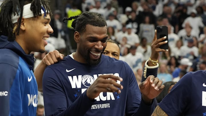 May 26, 2025; Minneapolis, Minnesota, USA; Minnesota Timberwolves center Naz Reid (11) reacts before the game against the Oklahoma City Thunder game four of the western conference finals for the 2025 NBA Playoffs at Target Center. Mandatory Credit: Bruce Kluckhohn-Imagn Images May 26, 2025; Minneapolis, Minnesota, USA; Minnesota Timberwolves center Naz Reid (11) reacts before the game against the Oklahoma City Thunder game four of the western conference finals for the 2025 NBA Playoffs at Target Center. Mandatory Credit: Bruce Kluckhohn-Imagn Images