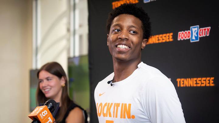 Tennessee transfer guard Dai Dai Ames speaks to the media at an introductory press conference at Pratt Pavilion on the University of Tennessee campus in Knoxville on June 9, 2026. Tennessee transfer guard Dai Dai Ames speaks to the media at an introductory press conference at Pratt Pavilion on the University of Tennessee campus in Knoxville on June 9, 2026.