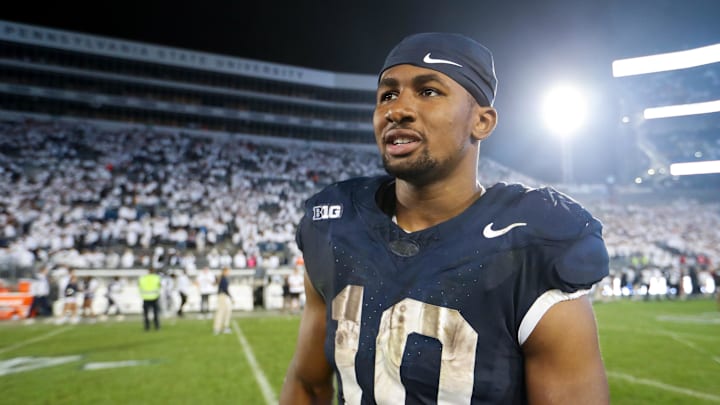 Penn State running back Nicholas Singleton (walks off the field following a game against the Illinois Fighting Illini at Beaver Stadium. Penn State running back Nicholas Singleton (walks off the field following a game against the Illinois Fighting Illini at Beaver Stadium.