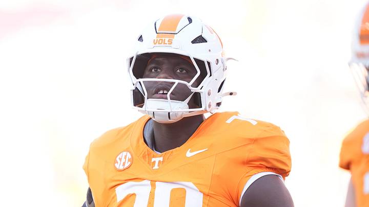Tennessee offensive lineman David Sanders Jr. (70) before a college football game between Tennessee and Mississippi State at Davis Wade Stadium in Starkville, Miss., on Sept. 27, 2025. Tennessee offensive lineman David Sanders Jr. (70) before a college football game between Tennessee and Mississippi State at Davis Wade Stadium in Starkville, Miss., on Sept. 27, 2025.