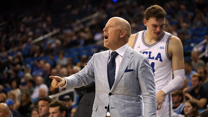 Nov 7, 2025; Los Angeles, California, USA; UCLA Bruins head coach Mick Cronin reacts to a play during the second half against the Pepperdine Waves at Pauley Pavilion presented by Wescom Financial. Mandatory Credit: Kiyoshi Mio-Imagn Images Nov 7, 2025; Los Angeles, California, USA; UCLA Bruins head coach Mick Cronin reacts to a play during the second half against the Pepperdine Waves at Pauley Pavilion presented by Wescom Financial. Mandatory Credit: Kiyoshi Mio-Imagn Images
