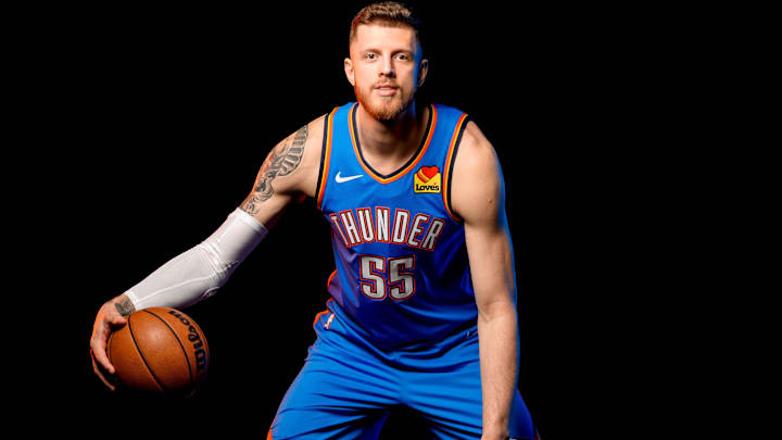 Isaiah Hartenstein is pictured during the Thunder media day at the Paycom Center in Oklahoma City, on Monday, Sept. 30, 2024.