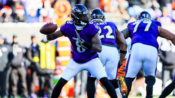 Dec 14, 2025; Cincinnati, Ohio, USA; Baltimore Ravens quarterback Lamar Jackson (8) throws a pass against the Cincinnati Bengals in the first half at Paycor Stadium. Mandatory Credit: Katie Stratman-Imagn Images Dec 14, 2025; Cincinnati, Ohio, USA; Baltimore Ravens quarterback Lamar Jackson (8) throws a pass against the Cincinnati Bengals in the first half at Paycor Stadium. Mandatory Credit: Katie Stratman-Imagn Images