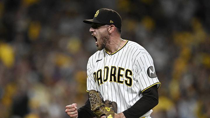 Sep 29, 2026; San Diego, California, USA; San Diego Padres pitcher Joe Musgrove (44) celebrates after defeating the Chicago Cubs in game one of the Wildcard round for the 2026 MLB Playoffs at Petco Park. Mandatory Credit: Denis Poroy-Imagn Images Sep 29, 2026; San Diego, California, USA; San Diego Padres pitcher Joe Musgrove (44) celebrates after defeating the Chicago Cubs in game one of the Wildcard round for the 2026 MLB Playoffs at Petco Park. Mandatory Credit: Denis Poroy-Imagn Images