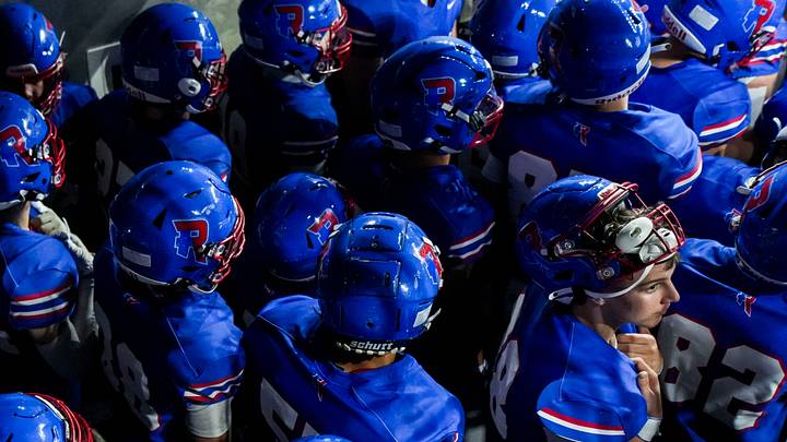 The Roncalli Royals prepare to take the field Saturday, Nov. 29, 2025, during the Class 4A football state championship game at Lucas Oil Stadium in Indianapolis. The Roncalli Royals prepare to take the field Saturday, Nov. 29, 2025, during the Class 4A football state championship game at Lucas Oil Stadium in Indianapolis.