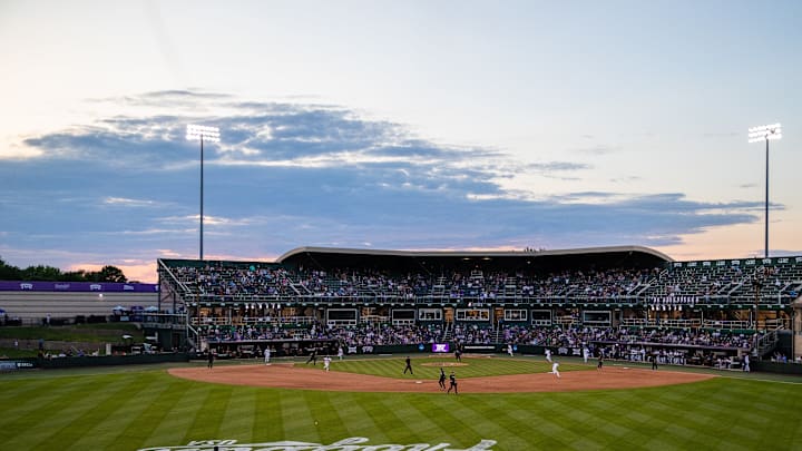 Lupton Stadium with the sunset above it when TCU played Cincinnati, 05/09/2025 Lupton Stadium with the sunset above it when TCU played Cincinnati, 05/09/2025