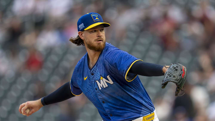 Minnesota Twins starting pitcher Bailey Ober (17) delivers a pitch against the Toronto Blue Jays in the first inning at Target Field on June 6. Minnesota Twins starting pitcher Bailey Ober (17) delivers a pitch against the Toronto Blue Jays in the first inning at Target Field on June 6.