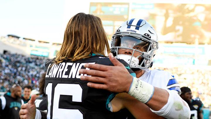 Jacksonville Jaguars quarterback Trevor Lawrence (16) and Dallas Cowboys quarterback Dak Prescott (4) both have the potential to lead fantasy managers to league championships. Melina Myers-USA TODAY Sports Jacksonville Jaguars quarterback Trevor Lawrence (16) and Dallas Cowboys quarterback Dak Prescott (4) both have the potential to lead fantasy managers to league championships. Melina Myers-USA TODAY Sports