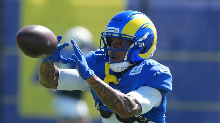 Aug 20, 2026; Woodland Hills, CA, USA; Los Angeles Rams wide receiver CJ Daniels (6) catches the ball against the New Orleans Saints during a joint practice at Rams Practice Facility. Mandatory Credit: Kirby Lee-Imagn Images Aug 20, 2026; Woodland Hills, CA, USA; Los Angeles Rams wide receiver CJ Daniels (6) catches the ball against the New Orleans Saints during a joint practice at Rams Practice Facility. Mandatory Credit: Kirby Lee-Imagn Images