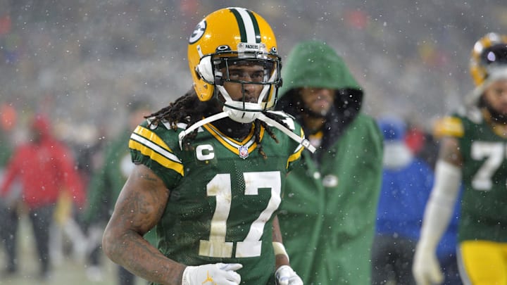 Jan 22, 2022; Green Bay, Wisconsin, USA; Green Bay Packers wide receiver Davante Adams (17) walks off the field after a NFC Divisional playoff football game against the San Francisco 49ers at Lambeau Field. Mandatory Credit: Jeffrey Becker-Imagn Images