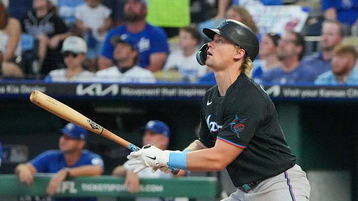 Miami Marlins first baseman Kyle Stowers  Credit: Denny Medley | Imagn Images