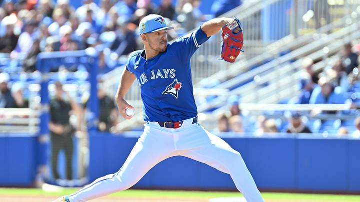 Toronto Blue Jays starting pitcher Jose Berrios throws a pitch. Toronto Blue Jays starting pitcher Jose Berrios throws a pitch.