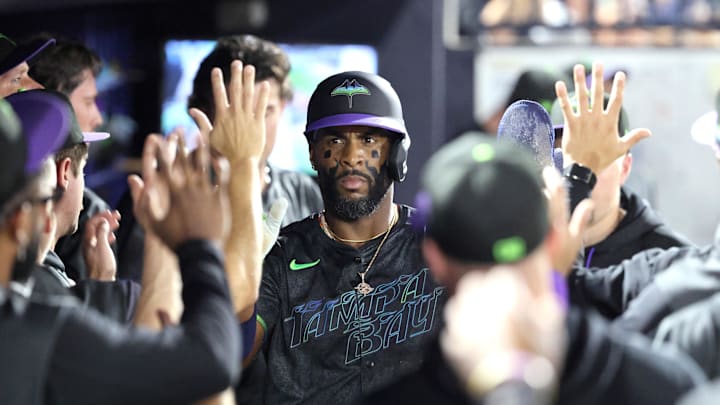 Sep 19, 2025; Tampa, Florida, USA; Tampa Bay Rays designated hitter Yandy Diaz (2) scores a run during the first inning against the Boston Red Sox at George M. Steinbrenner Field. Mandatory Credit: Kim Klement Neitzel-Imagn Images Sep 19, 2025; Tampa, Florida, USA; Tampa Bay Rays designated hitter Yandy Diaz (2) scores a run during the first inning against the Boston Red Sox at George M. Steinbrenner Field. Mandatory Credit: Kim Klement Neitzel-Imagn Images