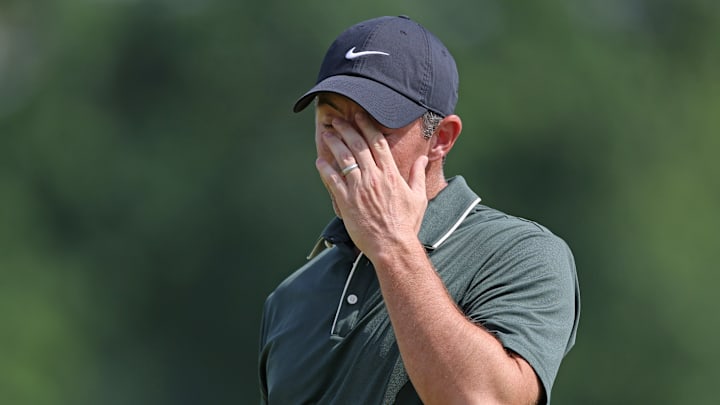 Rory McIlroy during the first round of the 2025 PGA Championship at Quail Hollow