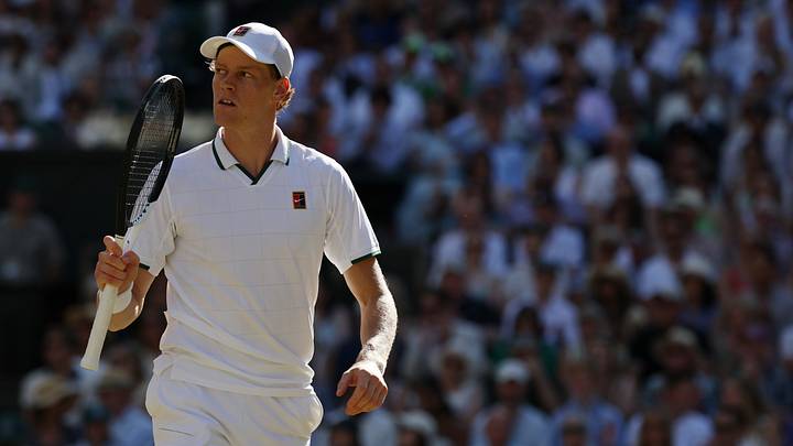 Jul 12, 2026; London, United Kingdom; Jannik Sinner (ITA) reacts after winning a point against Alexander Zverev (GER) (not pictured) in the gentlemen's singles final of The Championships Wimbledon 2026 at All England Lawn Tennis and Croquet Club. Mandatory Credit: Geoff Burke-Imagn Images Jul 12, 2026; London, United Kingdom; Jannik Sinner (ITA) reacts after winning a point against Alexander Zverev (GER) (not pictured) in the gentlemen's singles final of The Championships Wimbledon 2026 at All England Lawn Tennis and Croquet Club. Mandatory Credit: Geoff Burke-Imagn Images