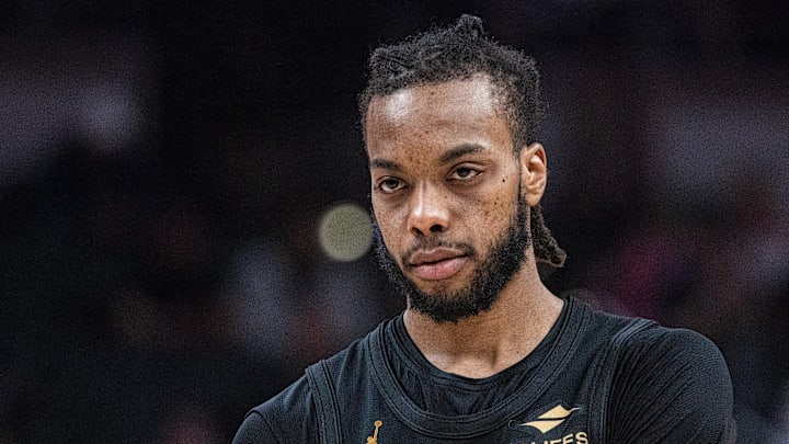Jan 6, 2026; Indianapolis, Indiana, USA;  Cleveland Cavaliers guard Darius Garland (10) in the second half against the Indiana Pacers at Gainbridge Fieldhouse. Mandatory Credit: Trevor Ruszkowski-Imagn Images