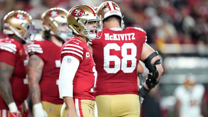 Oct 19, 2026; Santa Clara, California, USA; San Francisco 49ers quarterback Brock Purdy (13) reacts during the third quarter against the Washington Commanders at Levi's Stadium. Mandatory Credit: Cary Edmondson-Imagn Images Oct 19, 2026; Santa Clara, California, USA; San Francisco 49ers quarterback Brock Purdy (13) reacts during the third quarter against the Washington Commanders at Levi's Stadium. Mandatory Credit: Cary Edmondson-Imagn Images