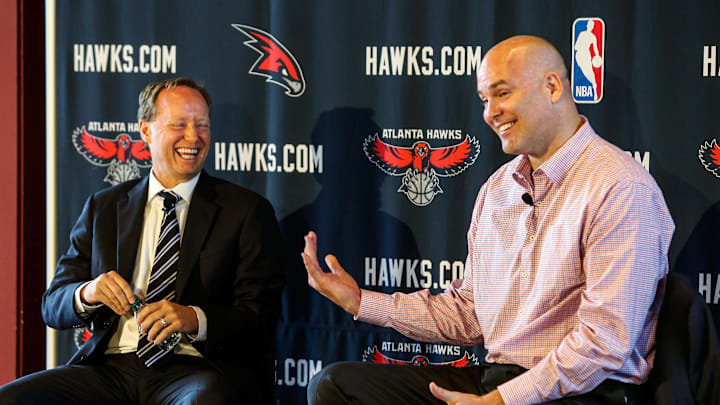 May 29, 2013; Atlanta, GA, USA; Atlanta Hawks general manager Danny Ferry takes questions while introducing Mike Budenholzer as the new head coach during a press conference at Philips Arena. Mandatory Credit: Daniel Shirey-Imagn Images May 29, 2013; Atlanta, GA, USA; Atlanta Hawks general manager Danny Ferry takes questions while introducing Mike Budenholzer as the new head coach during a press conference at Philips Arena. Mandatory Credit: Daniel Shirey-Imagn Images
