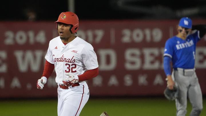 Louisville’s Zion Rose hit a home run against Kentucky at Jim Patterson Stadium in the 119th Battle of the Bluegrass.
April 21, 2026 Louisville’s Zion Rose hit a home run against Kentucky at Jim Patterson Stadium in the 119th Battle of the Bluegrass.
April 21, 2026
