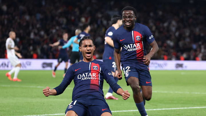 PSG promotes its academy players in Ligue 1. Debut of Senny Mayulu and Yoram Zague.  / FRANCK FIFE/GettyImages