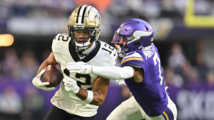 Nov 12, 2023; Minneapolis, Minnesota, USA; New Orleans Saints wide receiver Chris Olave (12)