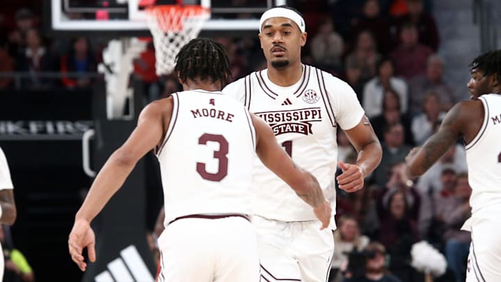 Jan 27, 2024; Starkville, Mississippi, USA; Mississippi State Bulldogs forward Tolu Smith (1) reacts
