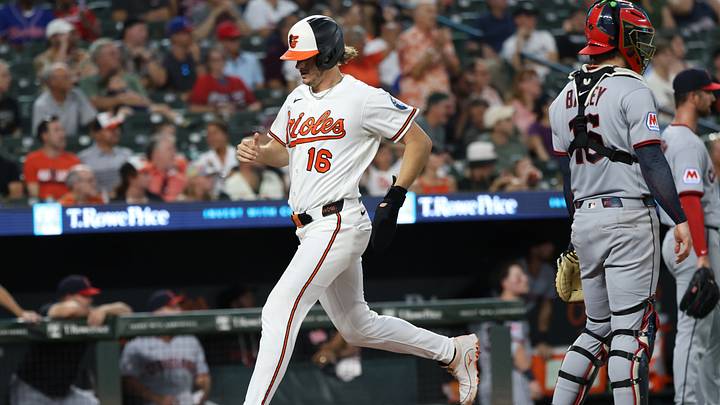Sep 9, 2026; Baltimore, Maryland, USA; Baltimore Orioles designated hitter Coby Mayo (16) scores during the third inning against the Cleveland Guardians at Oriole Park at Camden Yards. Mandatory Credit: Daniel Kucin Jr.-Imagn Images Sep 9, 2026; Baltimore, Maryland, USA; Baltimore Orioles designated hitter Coby Mayo (16) scores during the third inning against the Cleveland Guardians at Oriole Park at Camden Yards. Mandatory Credit: Daniel Kucin Jr.-Imagn Images