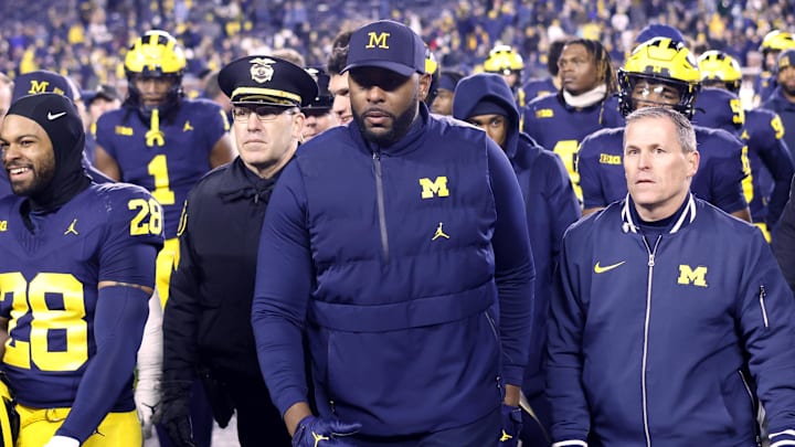 Nov 23, 2024; Ann Arbor, Michigan, USA;  Michigan Wolverines head coach Sherrone Moore 
