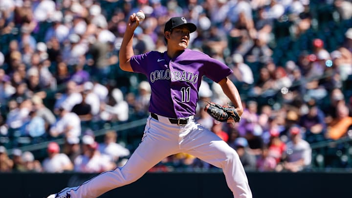 Colorado Rockies pitcher Tomoyuki Sugano 