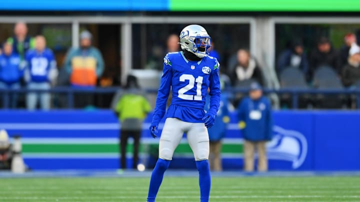 Seattle Seahawks cornerback Devon Witherspoon looks on during the second half against the Minnesota Vikings Seattle Seahawks cornerback Devon Witherspoon looks on during the second half against the Minnesota Vikings