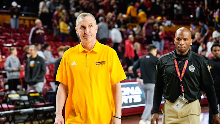 Mar 8, 2025; Tempe, Arizona, USA; Arizona State Sun Devils head coach Bobby Hurley walks off the court  at Desert Financial Arena. Mandatory Credit: Arianna Grainey-Imagn Images
