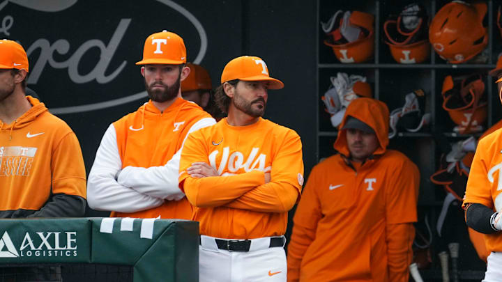 Tennessee baseball head coach Tony Vitello during a NCAA baseball game between Tennessee and Hofstra at Lindsey Nelson Stadium on Saturday, February 15, 2025.