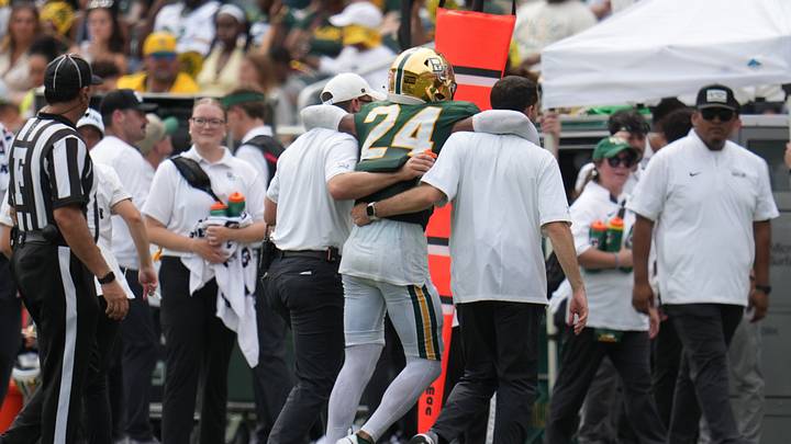Sep 26, 2026; Waco, Texas, USA; Baylor Bears safety Micah Gifford (24) is helped off the field after sustaining an injury against the Colorado Buffaloes during the second half at McLane Stadium. Mandatory Credit: Chris Jones-Imagn Images Sep 26, 2026; Waco, Texas, USA; Baylor Bears safety Micah Gifford (24) is helped off the field after sustaining an injury against the Colorado Buffaloes during the second half at McLane Stadium. Mandatory Credit: Chris Jones-Imagn Images