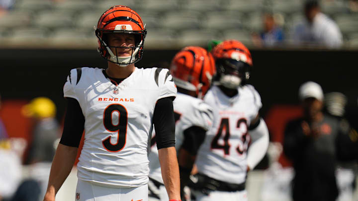 Joe Burrow warms up before the Bengals host the Colts in the preseason finale. Joe Burrow warms up before the Bengals host the Colts in the preseason finale.