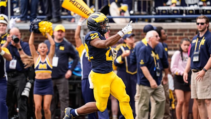 Michigan running back Justice Haynes Michigan running back Justice Haynes