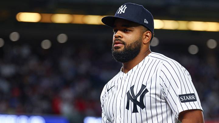 Aug 4, 2026; Bronx, New York, USA;  New York Yankees left fielder Heliot Ramos (34) runs off the field after the top of the sixth inning against the St. Louis Cardinals at Yankee Stadium. Mandatory Credit: Vincent Carchietta-Imagn Images