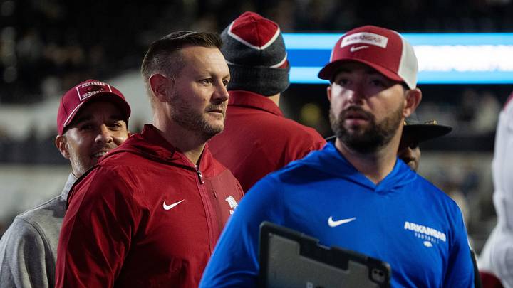 Arkansas Razorbacks head coach Ryan Silverfield looks on during the game between the Arkansas Razorbacks and Vanderbilt at FirstBank Stadium in Nashville on Saturday, Oct. 17, 2026. Arkansas Razorbacks head coach Ryan Silverfield looks on during the game between the Arkansas Razorbacks and Vanderbilt at FirstBank Stadium in Nashville on Saturday, Oct. 17, 2026.