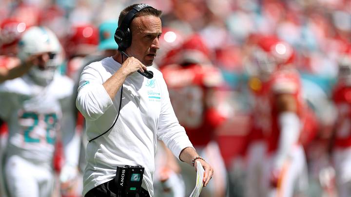 Miami Dolphins head coach Jeff Hafley walks on the field during the first quarter of the game against the Kansas City Chiefs at Hard Rock Stadium. Miami Dolphins head coach Jeff Hafley walks on the field during the first quarter of the game against the Kansas City Chiefs at Hard Rock Stadium.