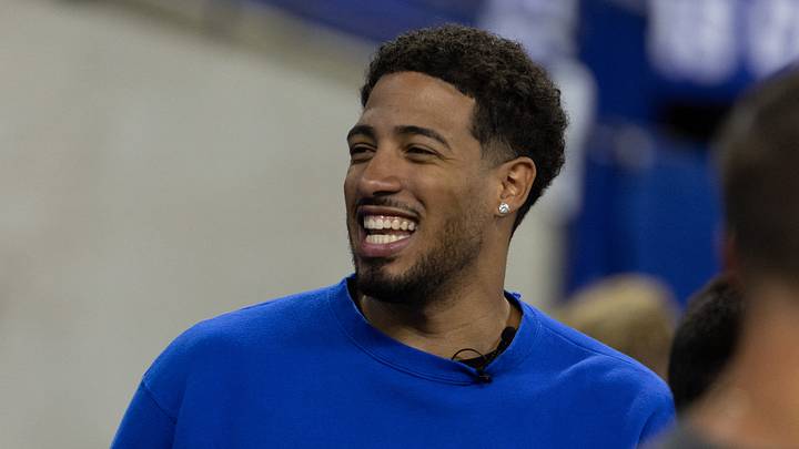 Sep 13, 2026; Indianapolis, Indiana, USA; Indiana Pacers player Tyrese Haliburton looks on before the game between Ravens and Colts at Lucas Oil Stadium. Mandatory Credit: Trevor Ruszkowski-Imagn Images Sep 13, 2026; Indianapolis, Indiana, USA; Indiana Pacers player Tyrese Haliburton looks on before the game between Ravens and Colts at Lucas Oil Stadium. Mandatory Credit: Trevor Ruszkowski-Imagn Images