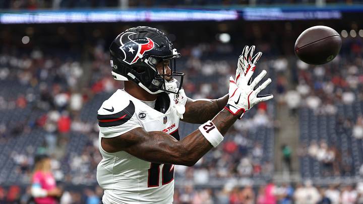 Oct 4, 2026; Houston, Texas, USA; Houston Texans wide receiver Nico Collins (12) warms up prior to a game against the Dallas Cowboys at Reliant Stadium. Mandatory Credit: Thomas Shea-Imagn Images Oct 4, 2026; Houston, Texas, USA; Houston Texans wide receiver Nico Collins (12) warms up prior to a game against the Dallas Cowboys at Reliant Stadium. Mandatory Credit: Thomas Shea-Imagn Images