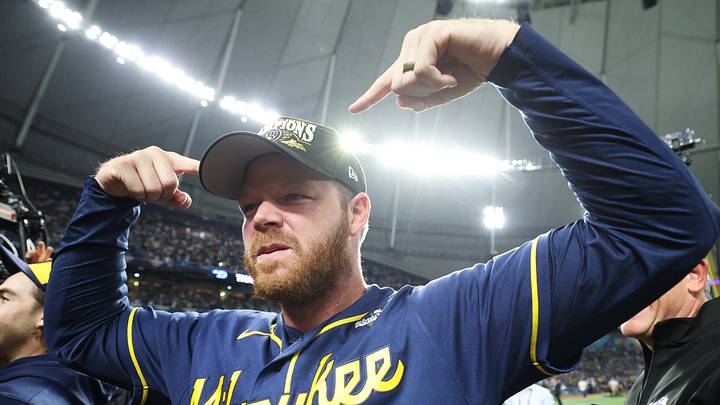 Oct 28, 2026; St. Petersburg, Florida, USA; Milwaukee Brewers pitcher Brandon Woodruff (53) celebrates after defeating the Tampa Bay Rays in game five of the 2026 World Series at Tropicana Field. Mandatory Credit: Nathan Ray Seebeck-Imagn Images Oct 28, 2026; St. Petersburg, Florida, USA; Milwaukee Brewers pitcher Brandon Woodruff (53) celebrates after defeating the Tampa Bay Rays in game five of the 2026 World Series at Tropicana Field. Mandatory Credit: Nathan Ray Seebeck-Imagn Images