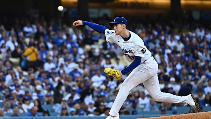 Mar 29, 2025; Los Angeles, California, USA; Los Angeles Dodgers pitcher Roki Sasaki (11) throws during the 1st inning against the Detroit Tigers at Dodger Stadium. Mandatory Credit: Jonathan Hui-Imagn Images Mar 29, 2025; Los Angeles, California, USA; Los Angeles Dodgers pitcher Roki Sasaki (11) throws during the 1st inning against the Detroit Tigers at Dodger Stadium. Mandatory Credit: Jonathan Hui-Imagn Images
