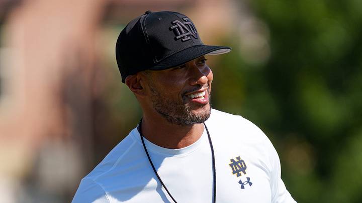 Head coach Marcus Freeman during a Notre Dame football practice at Irish Athletic Center on Tuesday, Aug. 25, 2026, in South Bend. Head coach Marcus Freeman during a Notre Dame football practice at Irish Athletic Center on Tuesday, Aug. 25, 2026, in South Bend.