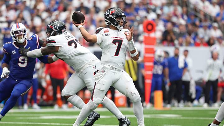 Sep 13, 2026; Houston, Texas, USA; Houston Texans quarterback C.J. Stroud (7) passes the ball during the game against the Buffalo Bills at Reliant Stadium. Mandatory Credit: Troy Taormina-Imagn Images Sep 13, 2026; Houston, Texas, USA; Houston Texans quarterback C.J. Stroud (7) passes the ball during the game against the Buffalo Bills at Reliant Stadium. Mandatory Credit: Troy Taormina-Imagn Images