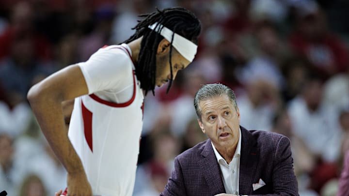 Arkansas coach John Calipari directs during Wednesday 83-76 overtime win over the Texas Longhorns at Bud Walton Arena