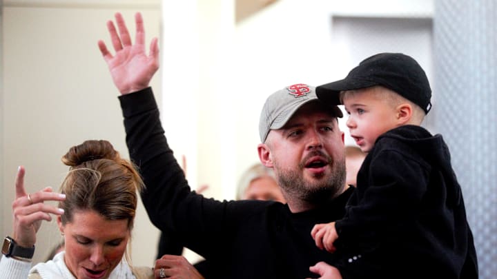 New Florida State men's basketball head coach Luke Loucks arrived in Tallahassee on Sunday, March 9, 2025 with his family at Million Air