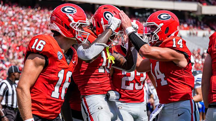 Georgia Football's Elyiss Williams, London Humphreys and Gunner Stockton in Sanford Stadium. Georgia Football's Elyiss Williams, London Humphreys and Gunner Stockton in Sanford Stadium.