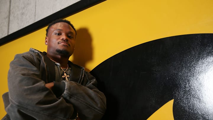 Jacori Teemer poses for a portrait during Iowa men’s wrestling media day Thursday, Oct. 31, 2024 in Iowa City, Iowa.